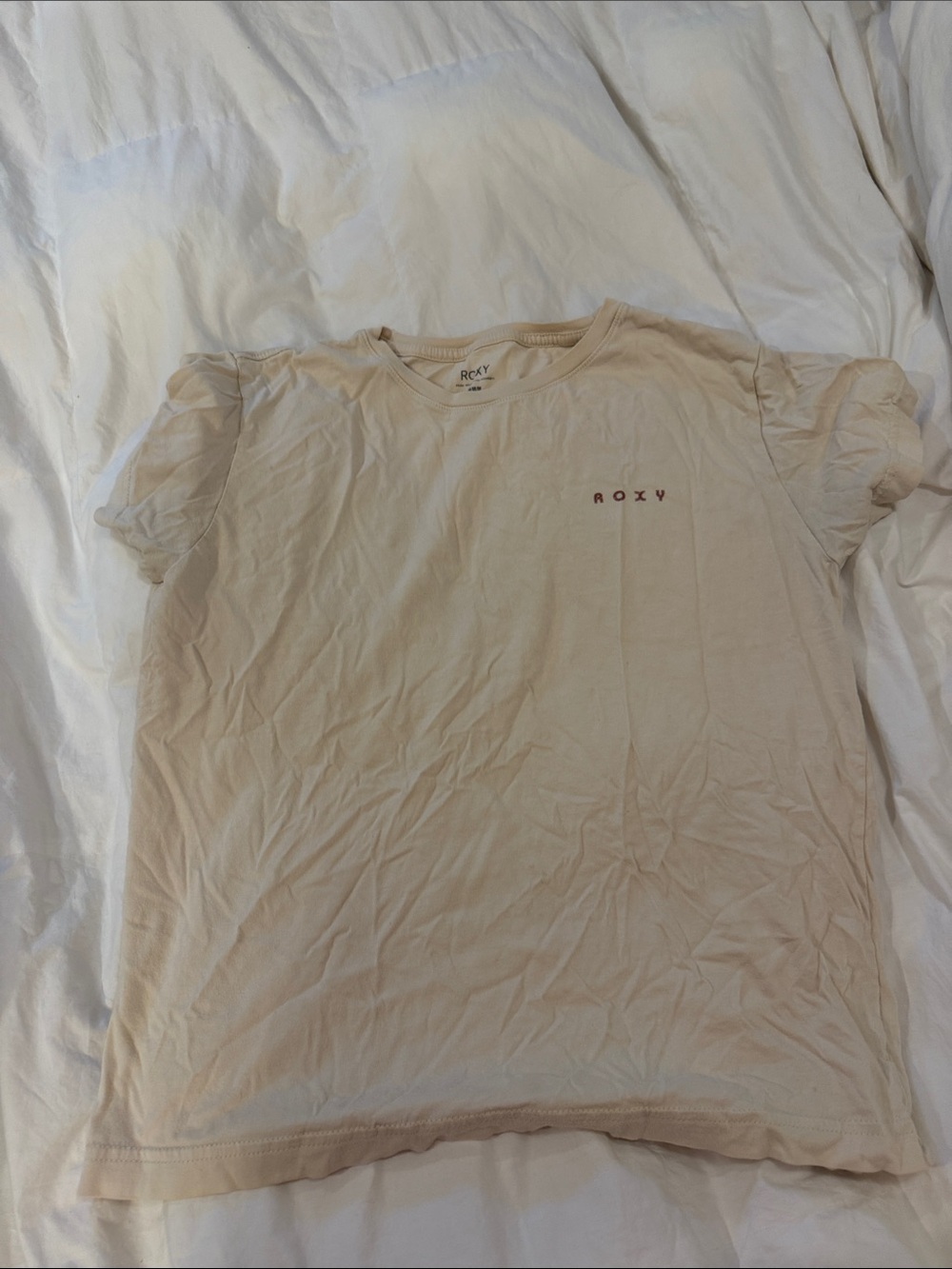 Roxy Pale Cream Short Sleeve Tee with Small Logo